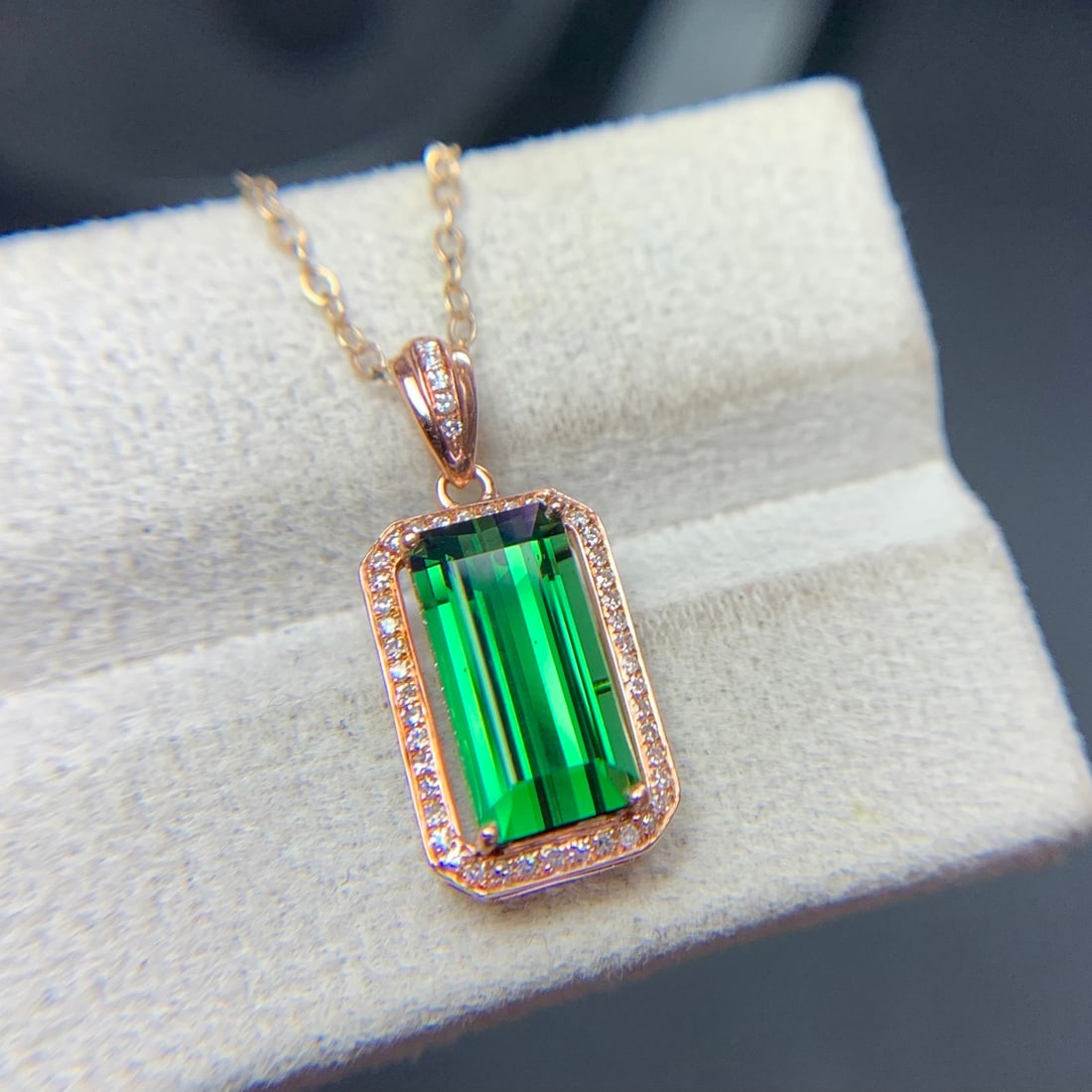 14k Gold 2.6 Ct Natural Tourmaline & Diamond Pendant( Without Chain ) - 2