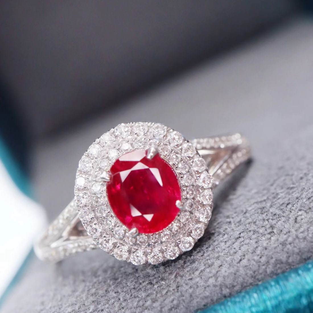 14k Gold 0.99 Ctw Natural Ruby & Diamond Ring - 3