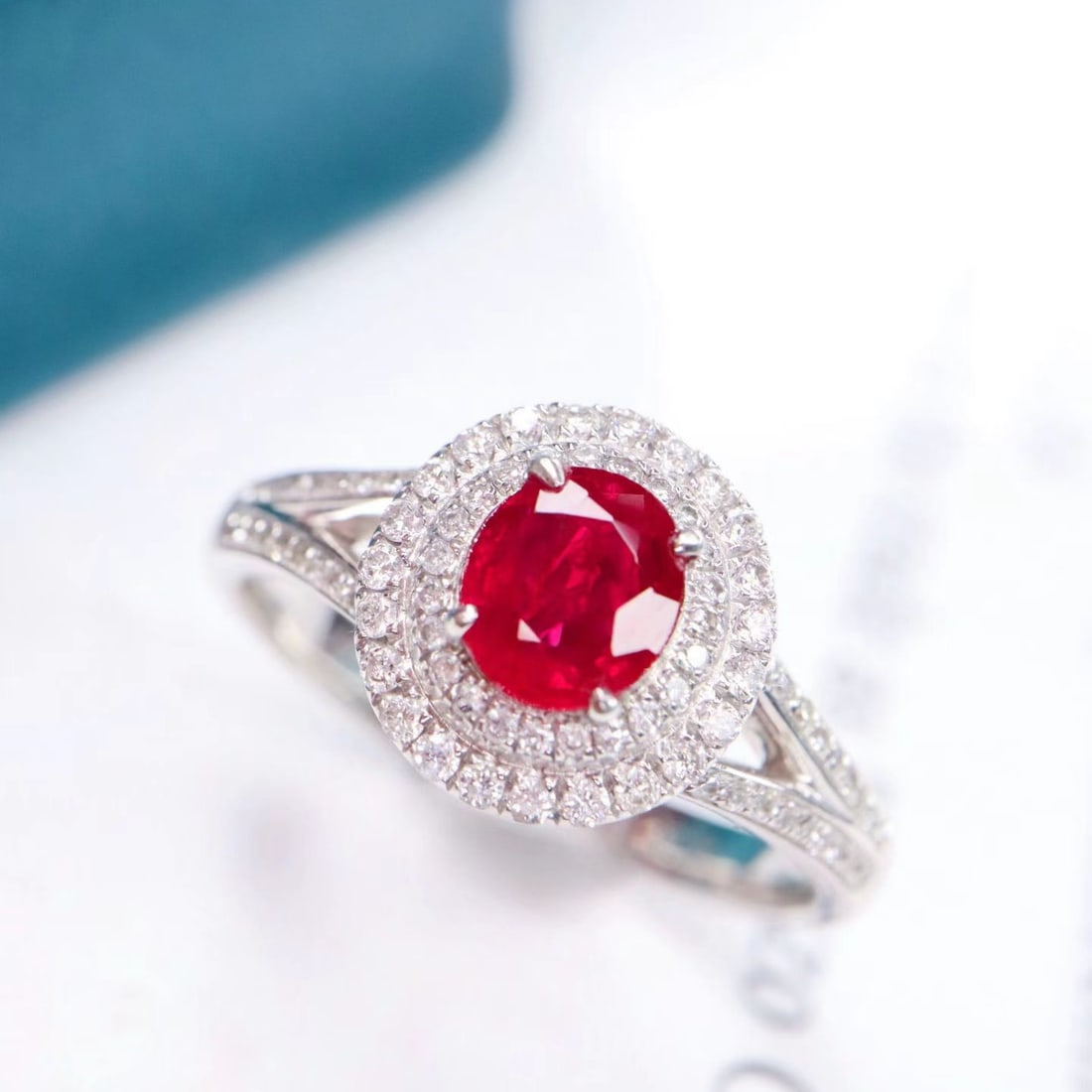 14k Gold 0.99 Ctw Natural Ruby & Diamond Ring - 4