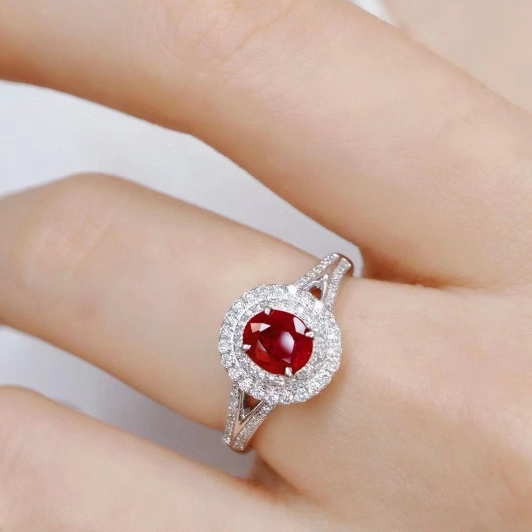 14k Gold 0.99 Ctw Natural Ruby & Diamond Ring - 5