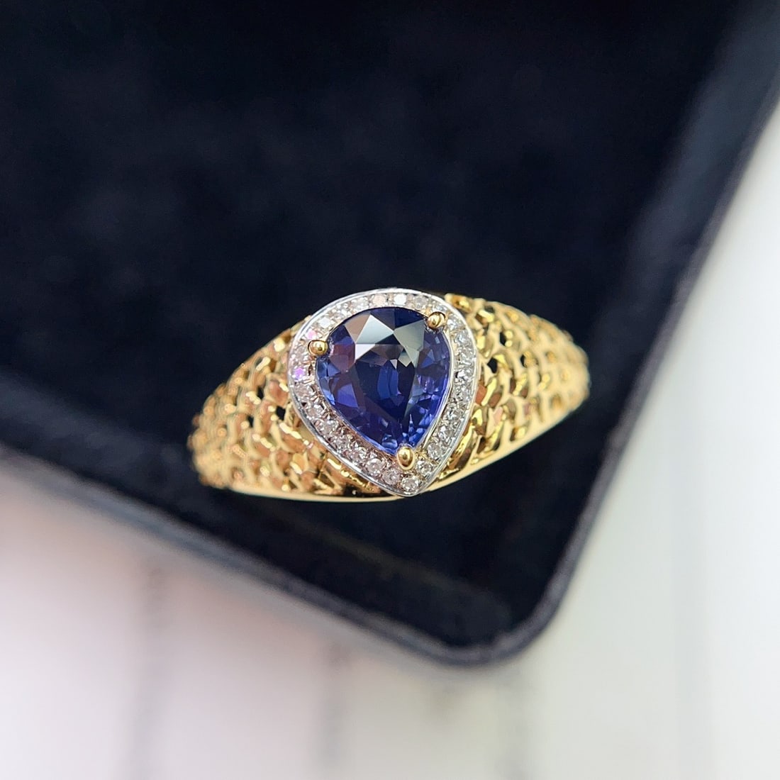 14k Gold 1.20 Ct Natural Sapphire & Diamond Ring (1 of 7)