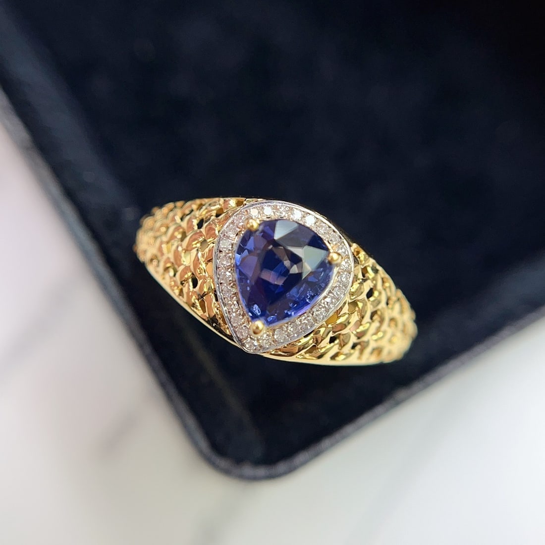 14k Gold 1.20 Ct Natural Sapphire & Diamond Ring - 3