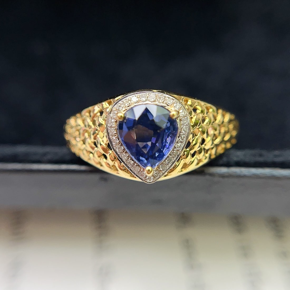 14k Gold 1.20 Ct Natural Sapphire & Diamond Ring - 4