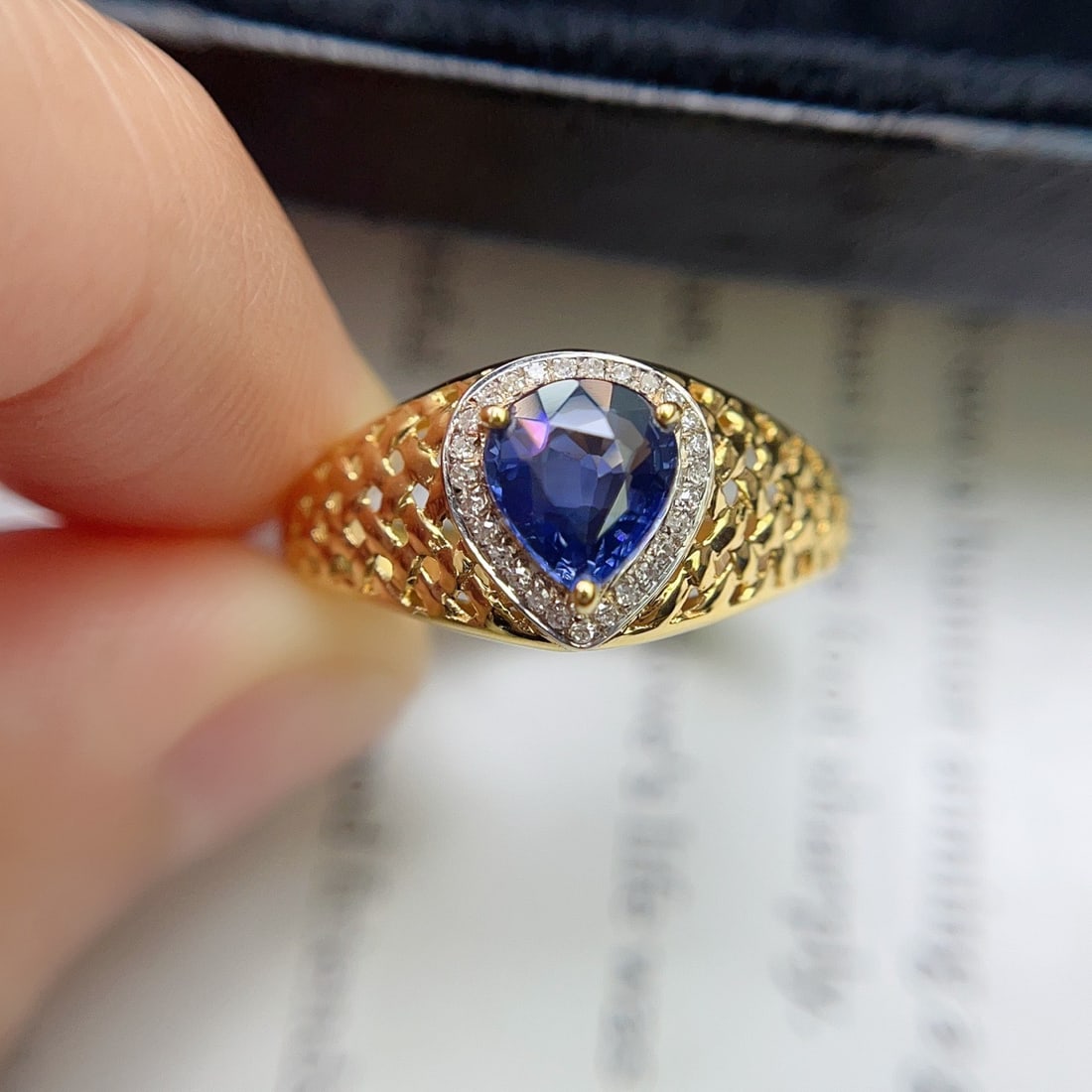 14k Gold 1.20 Ct Natural Sapphire & Diamond Ring - 5