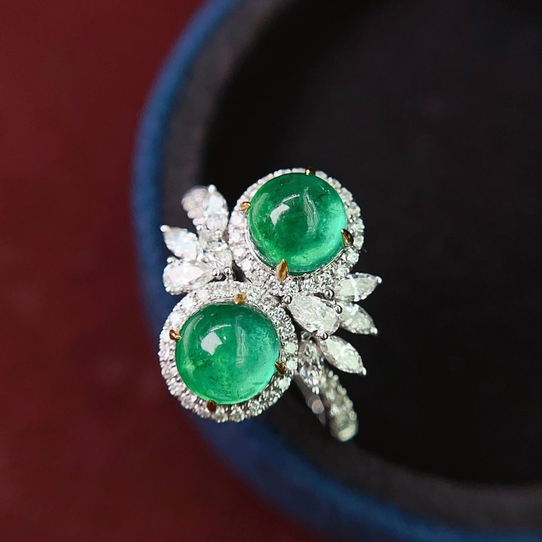 14k Gold 2.60 Ct Natural Emerald & Diamond Ring - 5