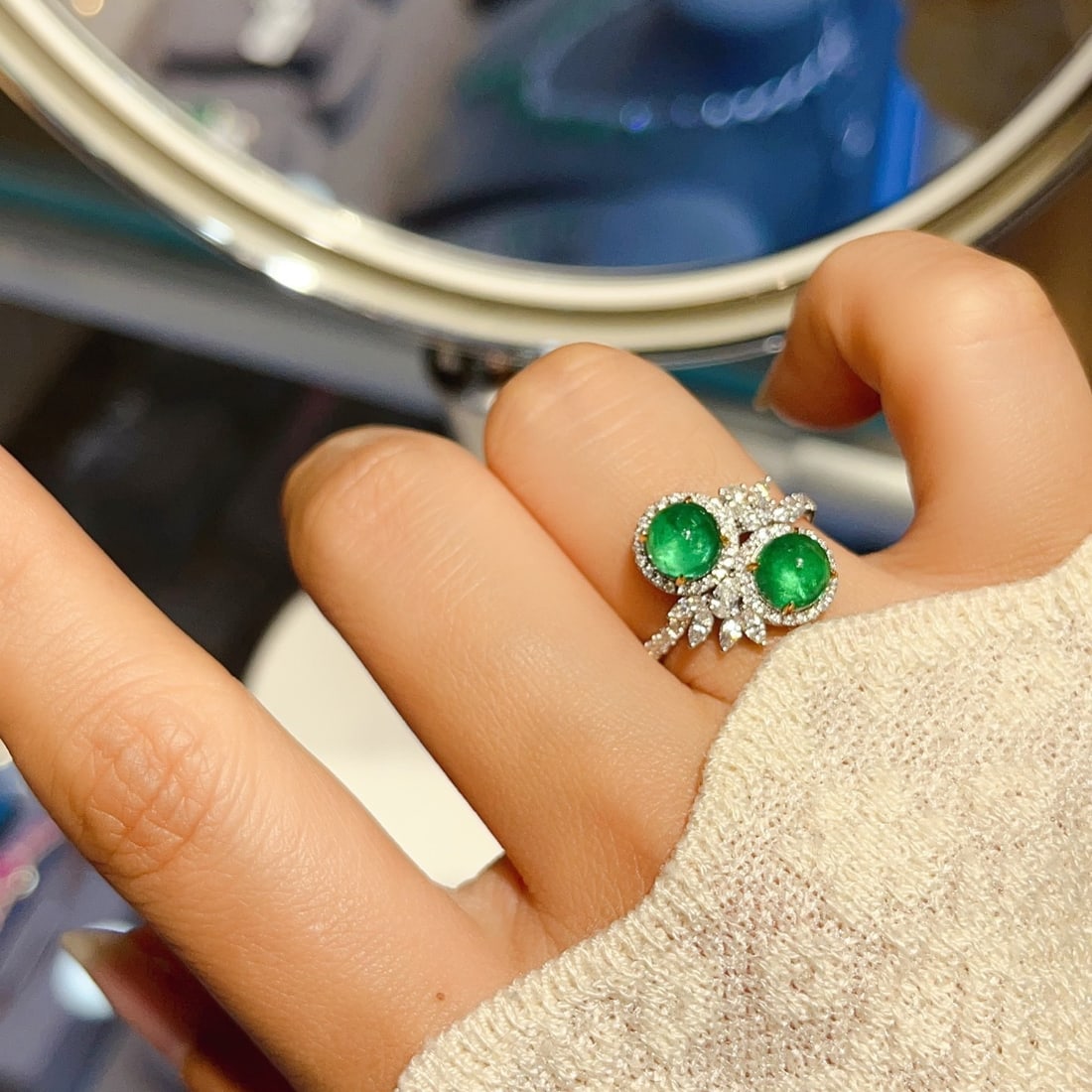 14k Gold 2.60 Ct Natural Emerald & Diamond Ring - 6