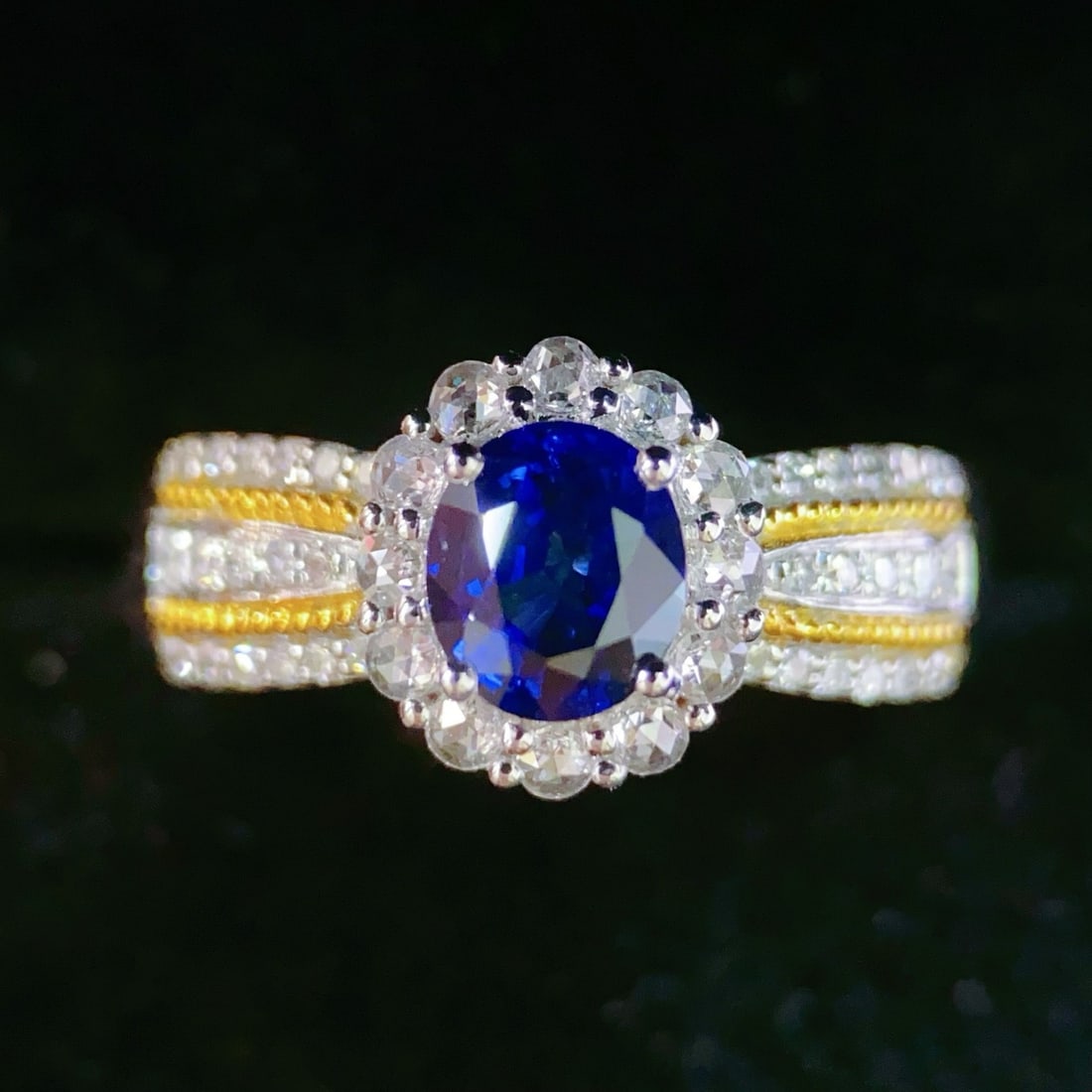 14k Gold 1.05 Ct Natural Sapphire & Diamond Ring (1 of 7)