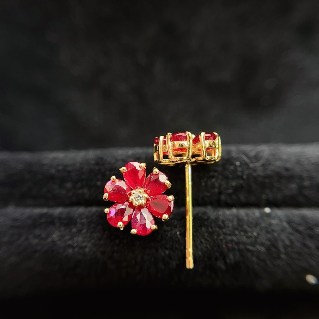 14k Gold 1.88 Ct Natural Ruby & Sapphire Earrings - 4