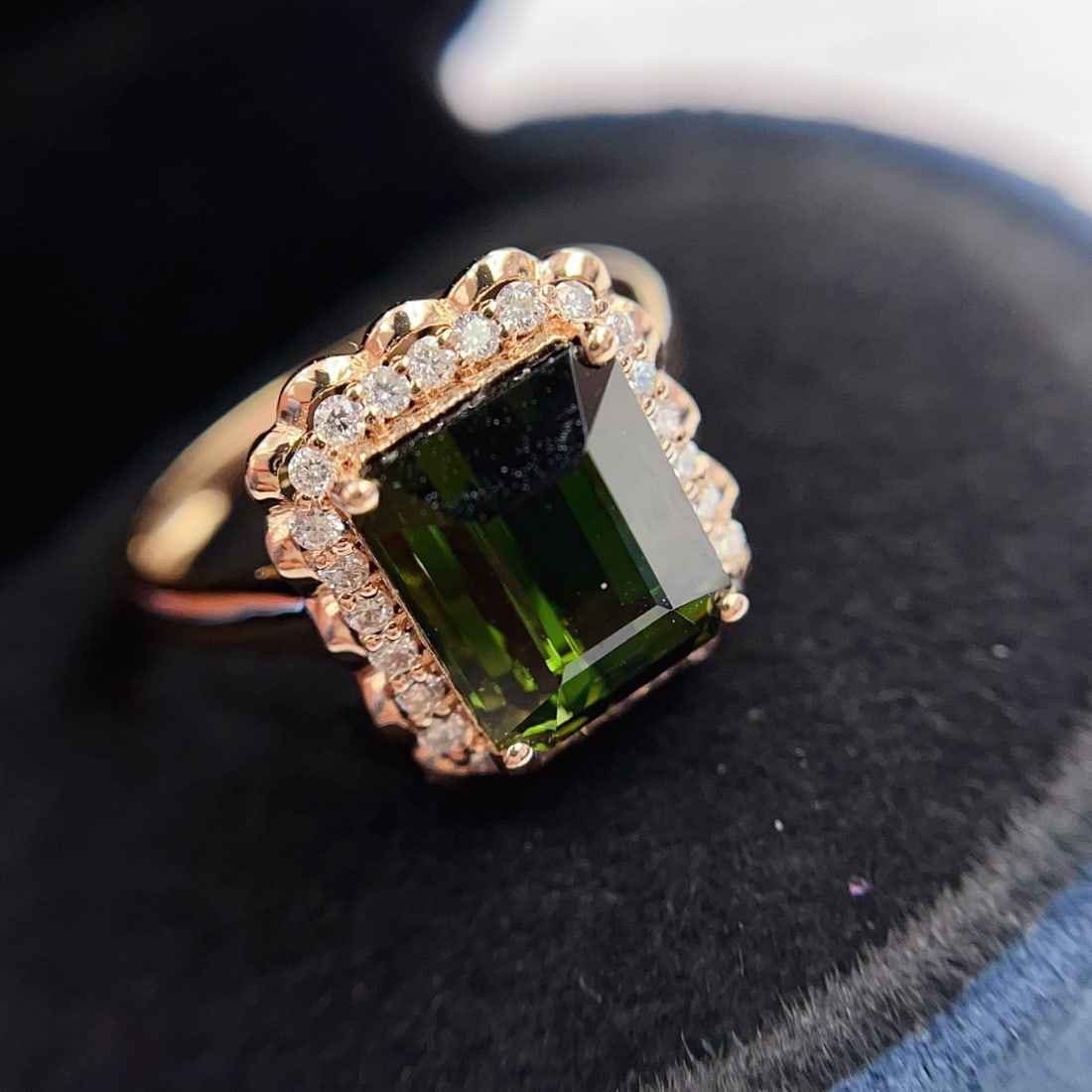 14k Gold 4.25 Ct Natural Tourmaline & Diamond Ring - 5