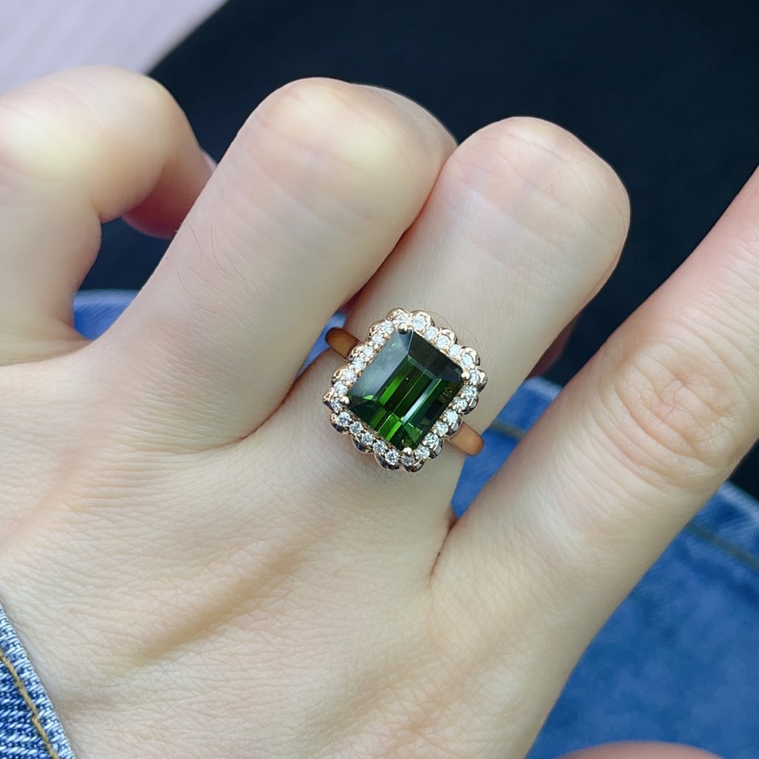 14k Gold 4.25 Ct Natural Tourmaline & Diamond Ring - 6