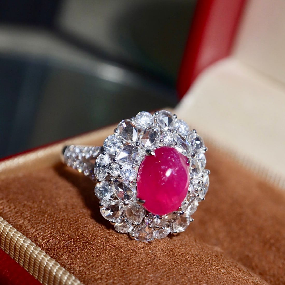 14k Gold 4.07 Ctw Natural Ruby & Diamond Ring - 2