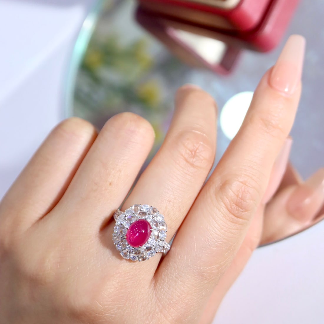 14k Gold 4.07 Ctw Natural Ruby & Diamond Ring - 5