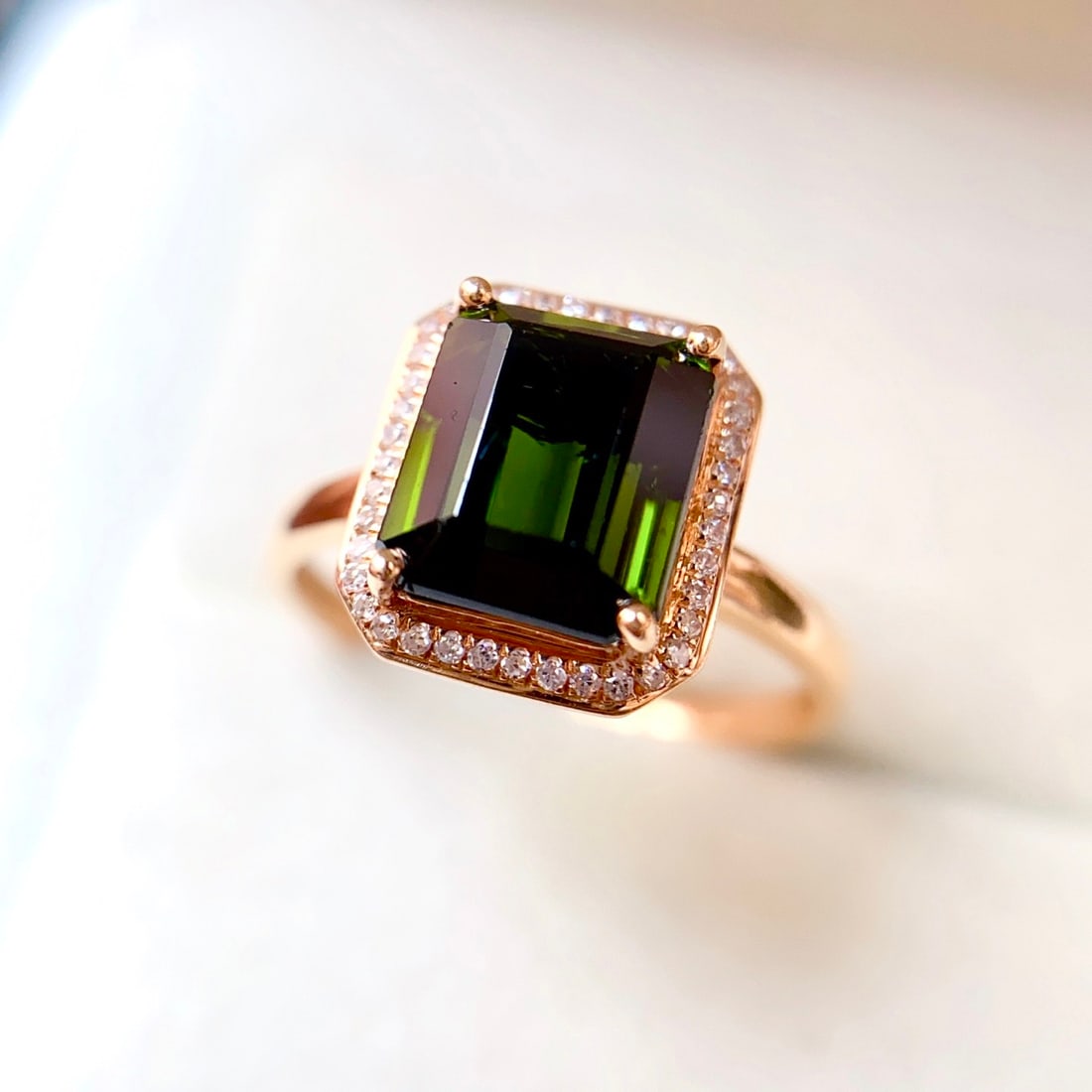 14k Gold 3.40 Ct Natural Tourmaline & Diamond Ring - 4