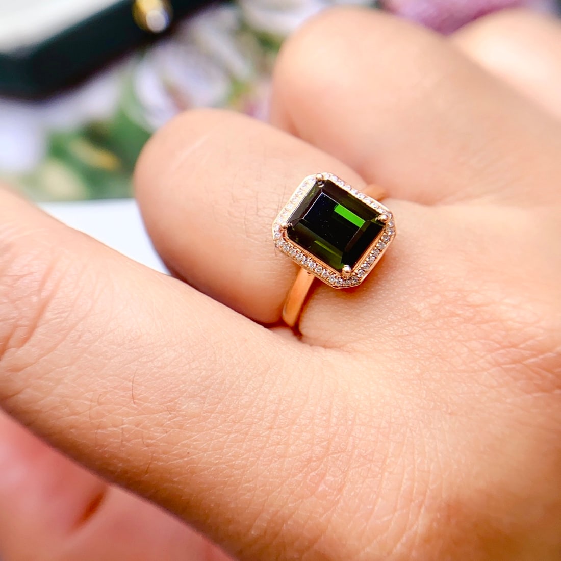 14k Gold 3.40 Ct Natural Tourmaline & Diamond Ring - 5