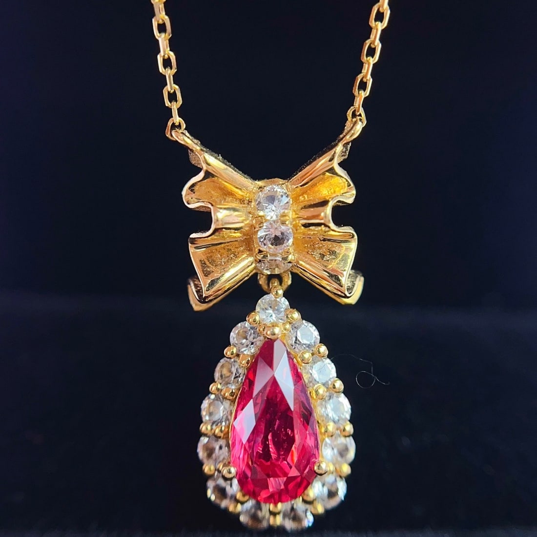 14k Gold 1.10 Ct Natural Ruby & Sapphire Necklace (1 of 5)