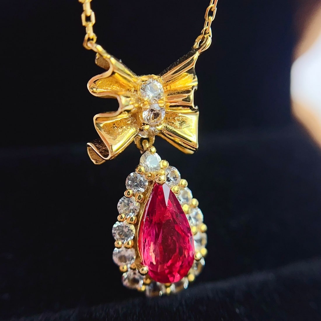 14k Gold 1.10 Ct Natural Ruby & Sapphire Necklace - 3