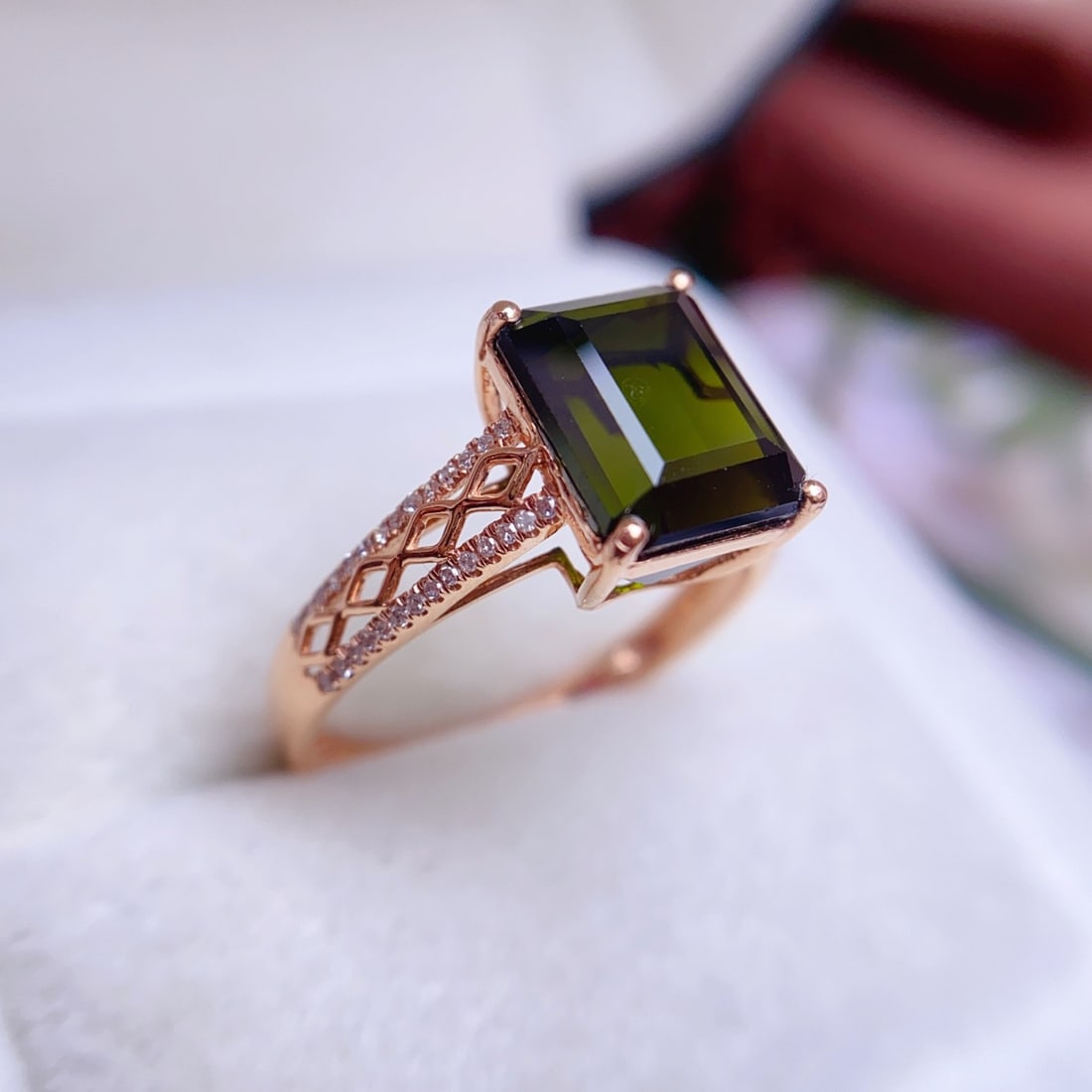 14k Gold 4.56 Ct Natural Tourmaline & Diamond Ring - 4