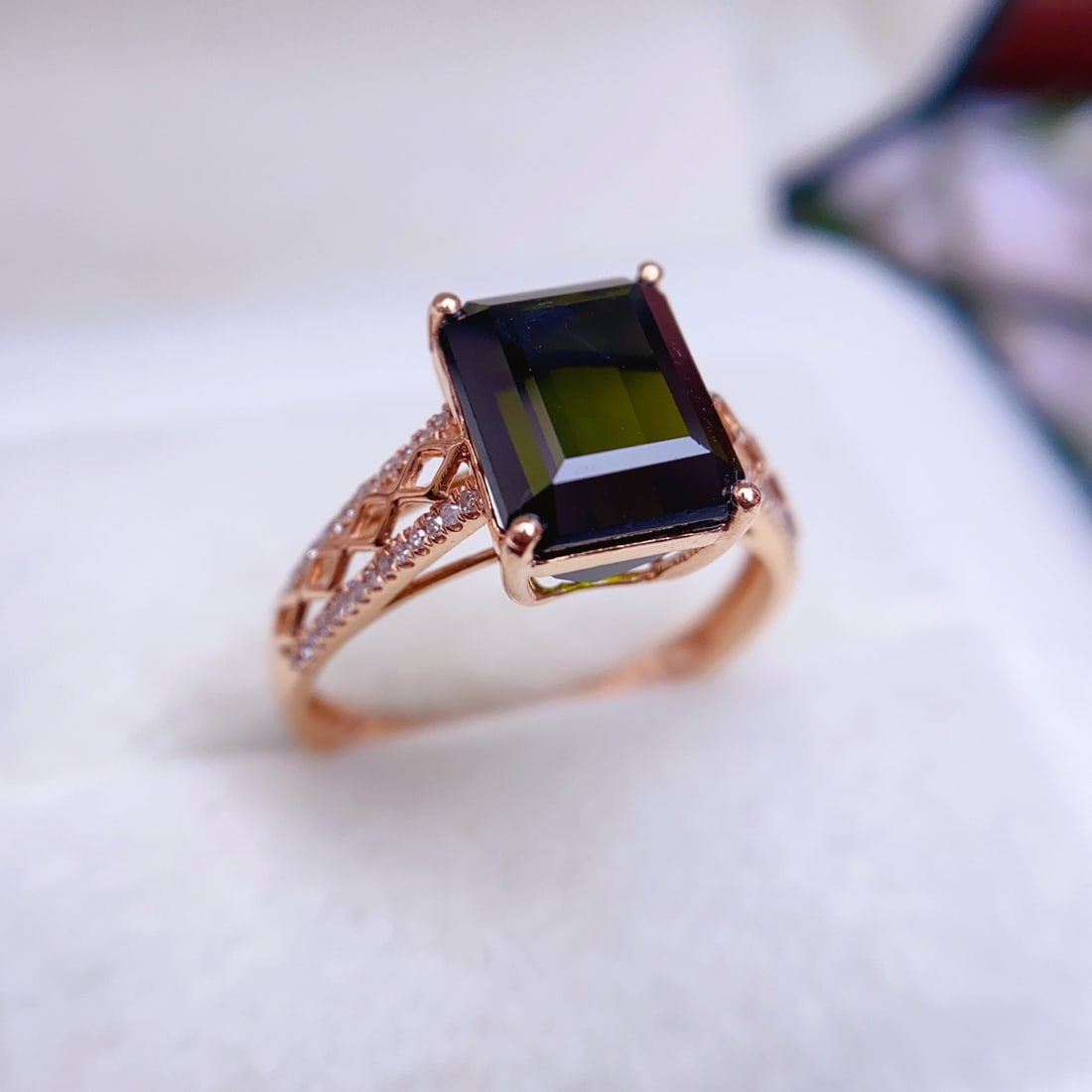 14k Gold 4.56 Ct Natural Tourmaline & Diamond Ring - 5