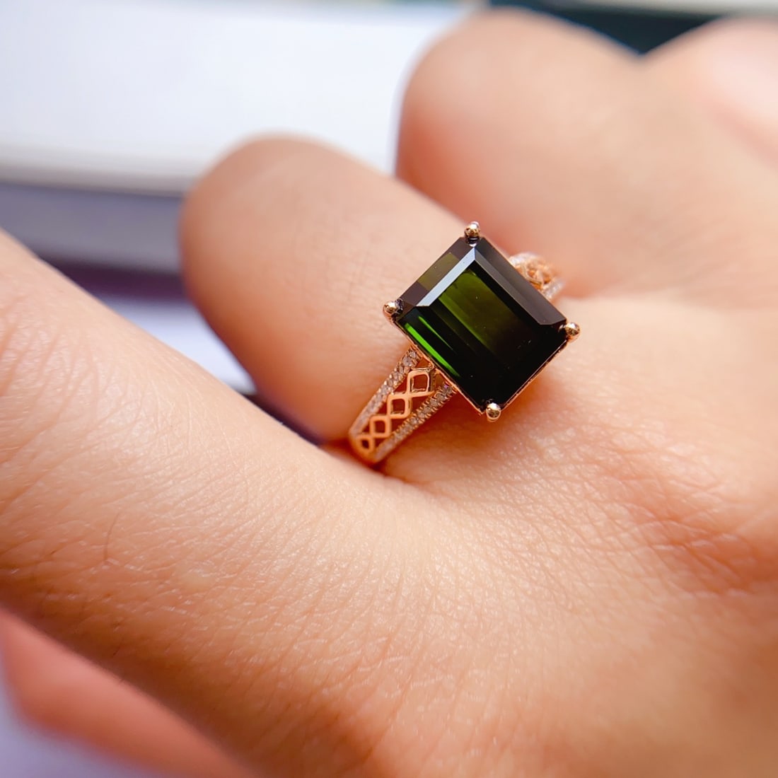 14k Gold 4.56 Ct Natural Tourmaline & Diamond Ring - 6