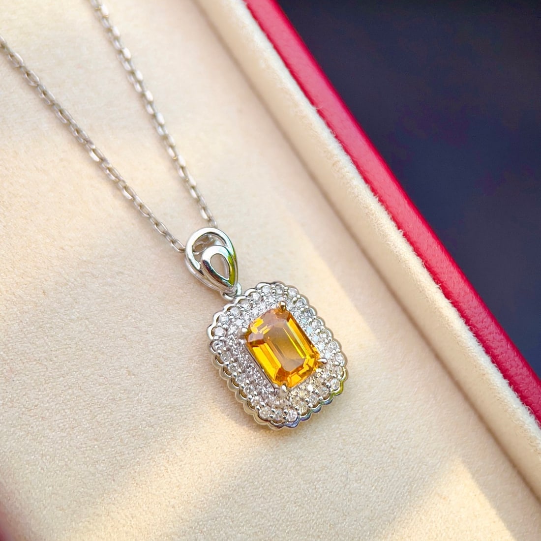 14k Gold 1.25 Ct Natural Sapphire & Diamond Pendant( Without Chain ) - 5