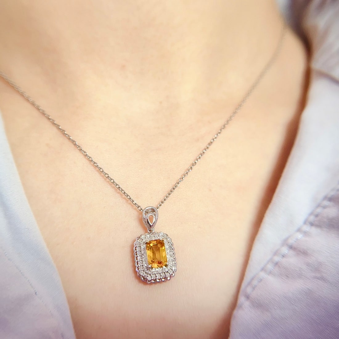 14k Gold 1.25 Ct Natural Sapphire & Diamond Pendant( Without Chain ) - 6