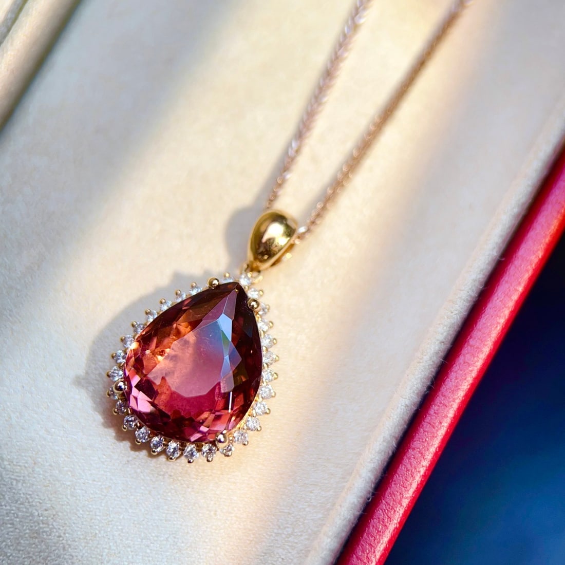 14k Gold 6.0 Ctw Natural Tourmaline & Diamond Pendant( Without Chain ) - 3