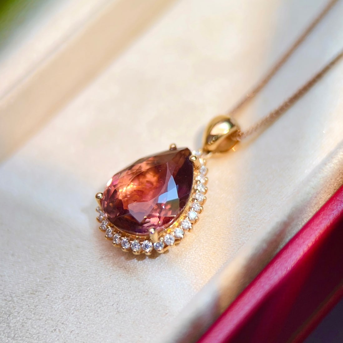 14k Gold 6.0 Ctw Natural Tourmaline & Diamond Pendant( Without Chain ) - 4