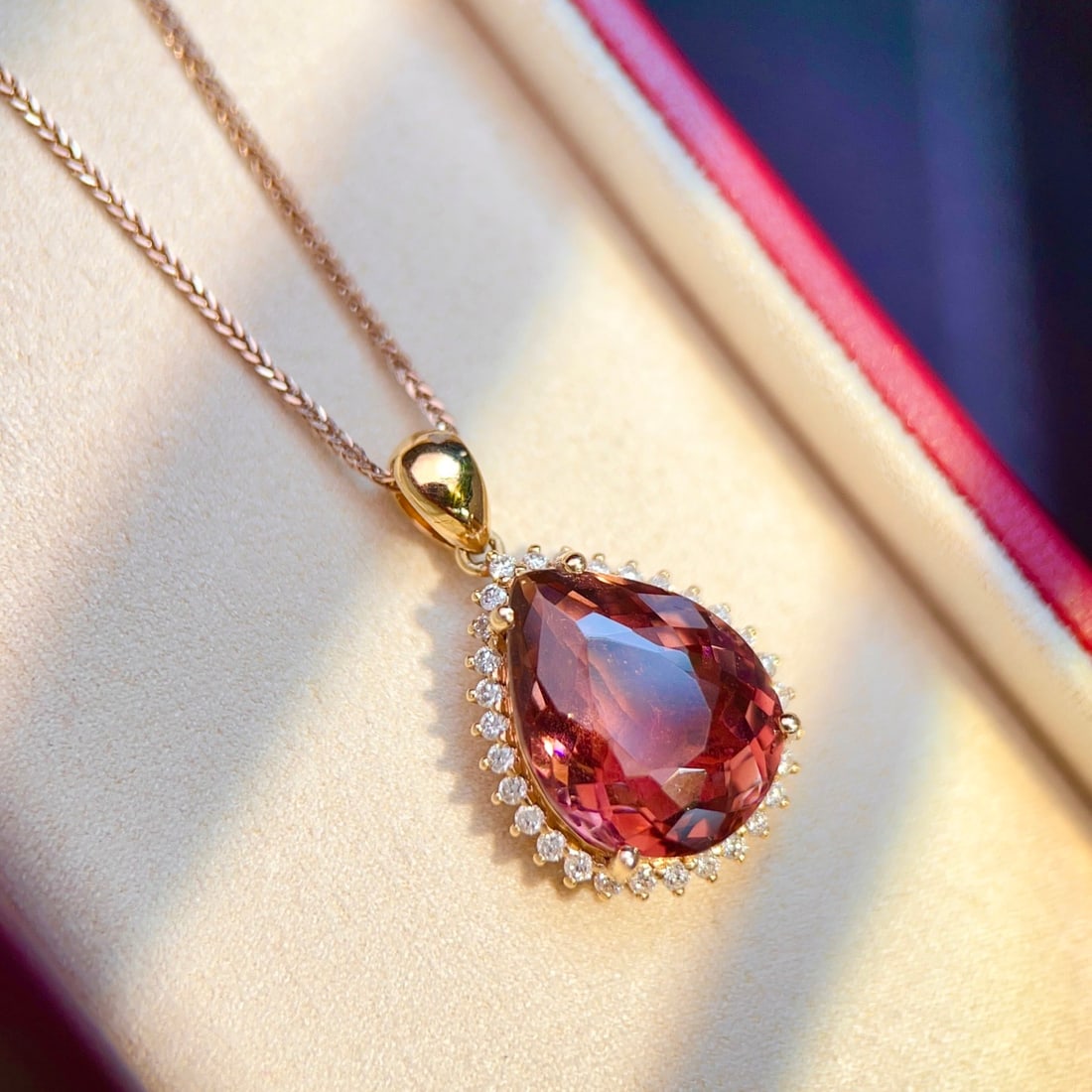 14k Gold 6.0 Ctw Natural Tourmaline & Diamond Pendant( Without Chain ) - 5