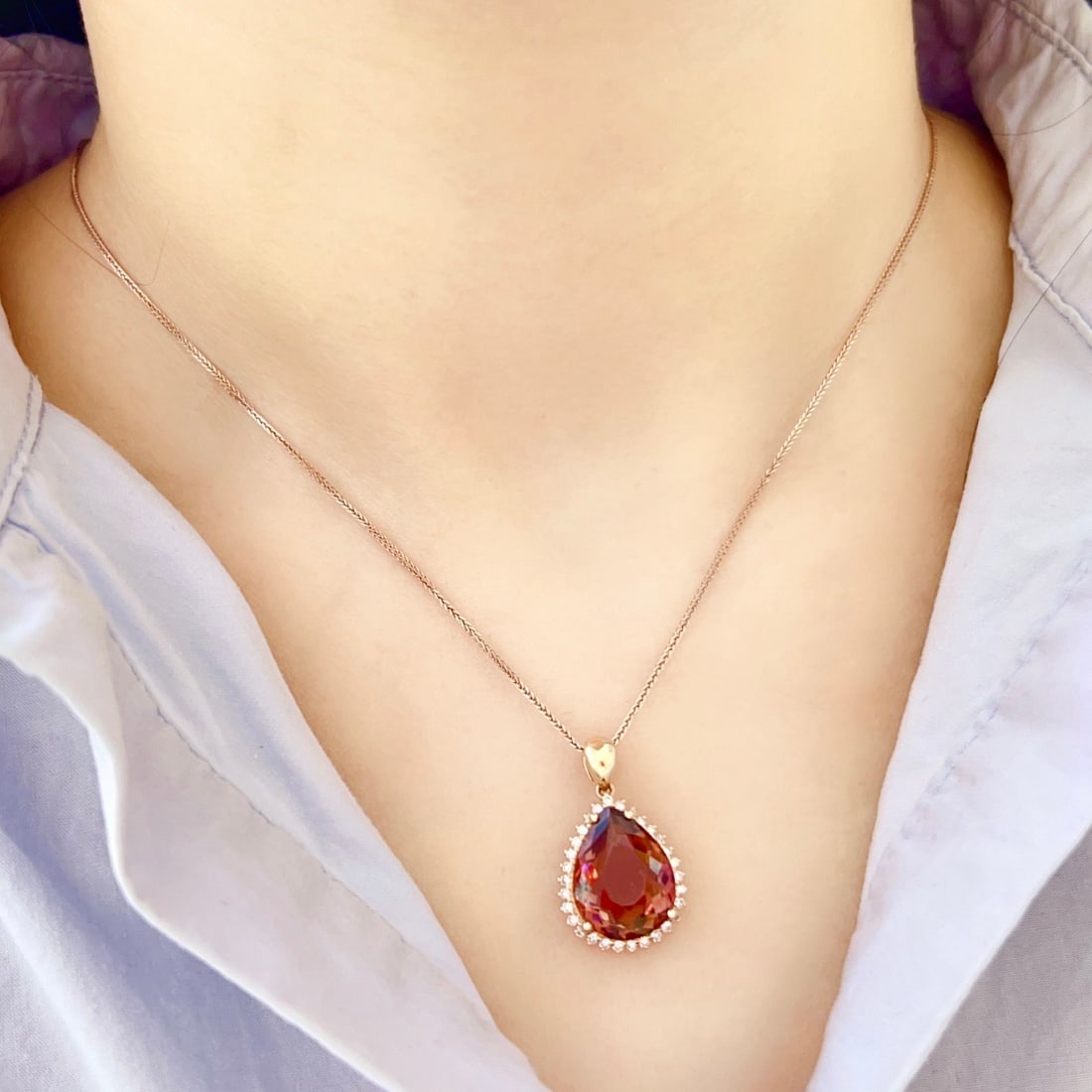 14k Gold 6.0 Ctw Natural Tourmaline & Diamond Pendant( Without Chain ) - 6