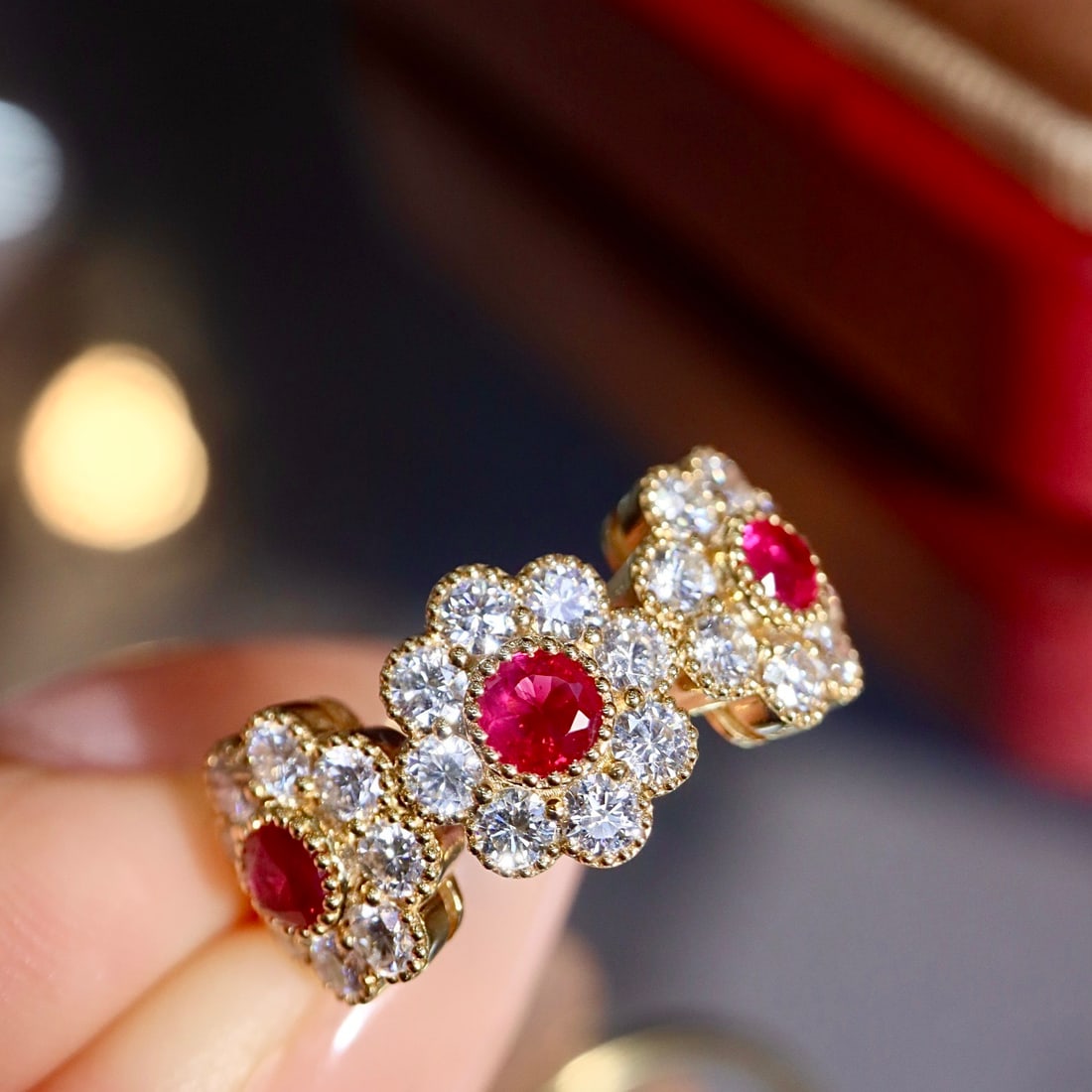 14k Gold 1.75 Ctw Natural Ruby & Diamond Ring - 7