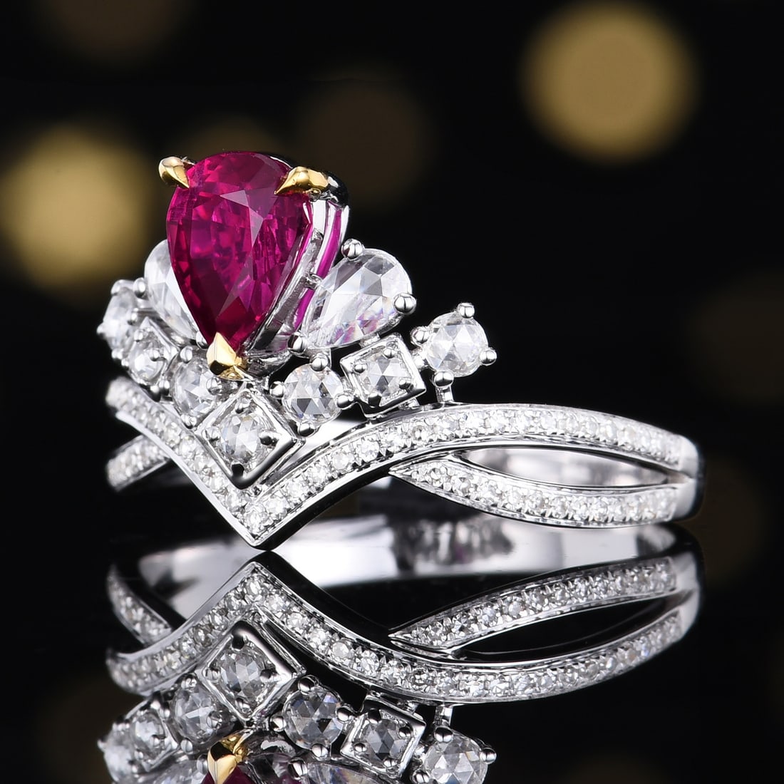 14k Gold 1.39 Ctw Natural Ruby & Diamond Ring - 2