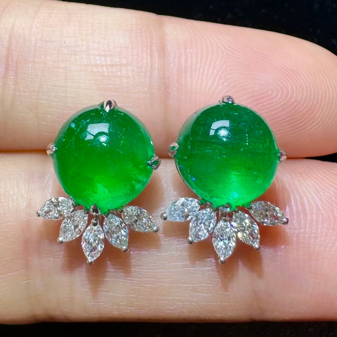 14k Gold 6.55 Ctw Natural Emerald & Diamond Earrings - 2