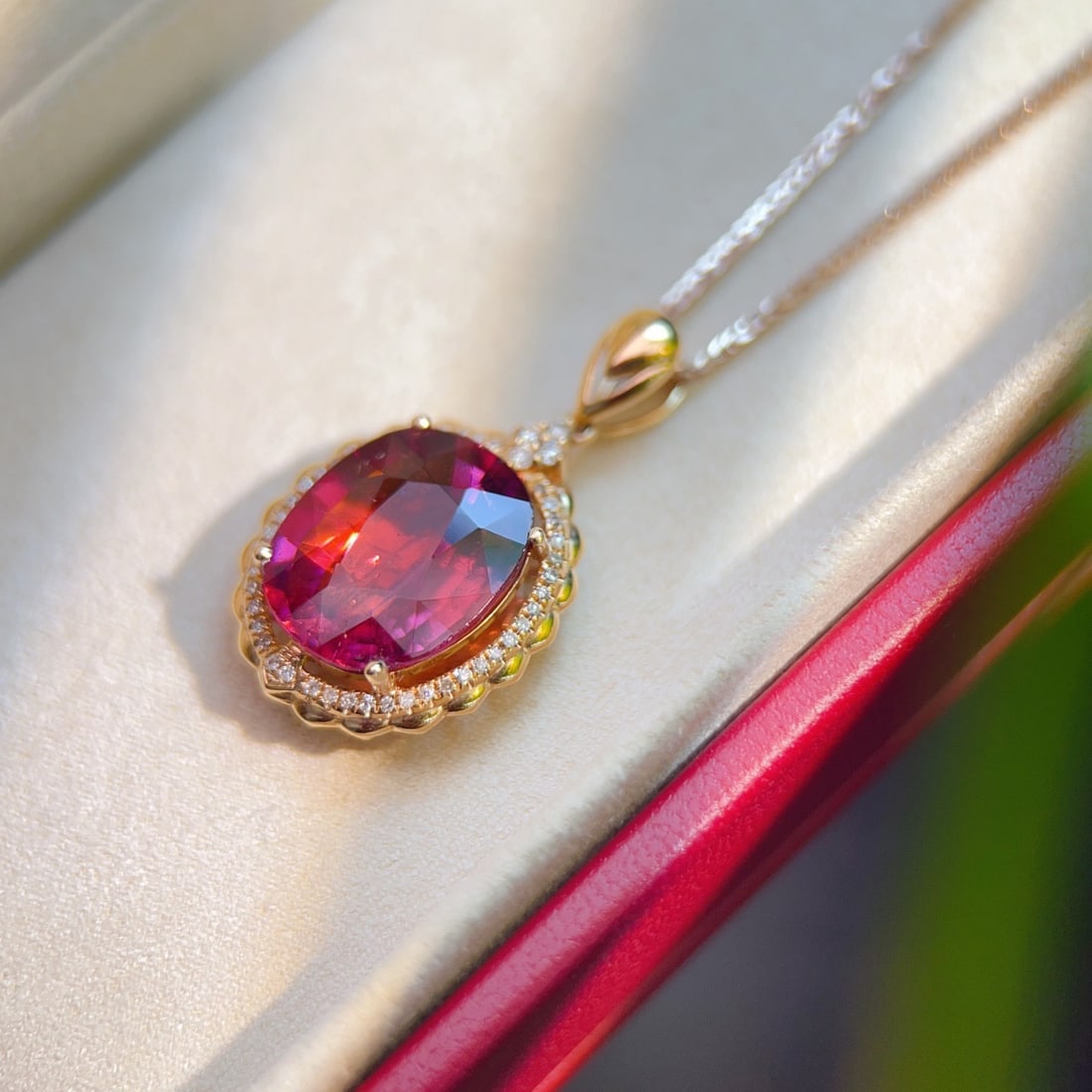 14k Gold 6.02 Ctw Natural Tourmaline & Diamond Pendant( Without Chain ) - 5