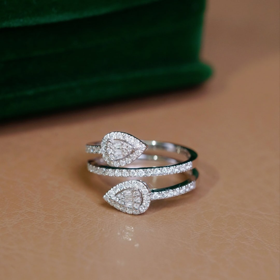 14k Gold 0.50 Ct Natural H Diamond Ring - 2