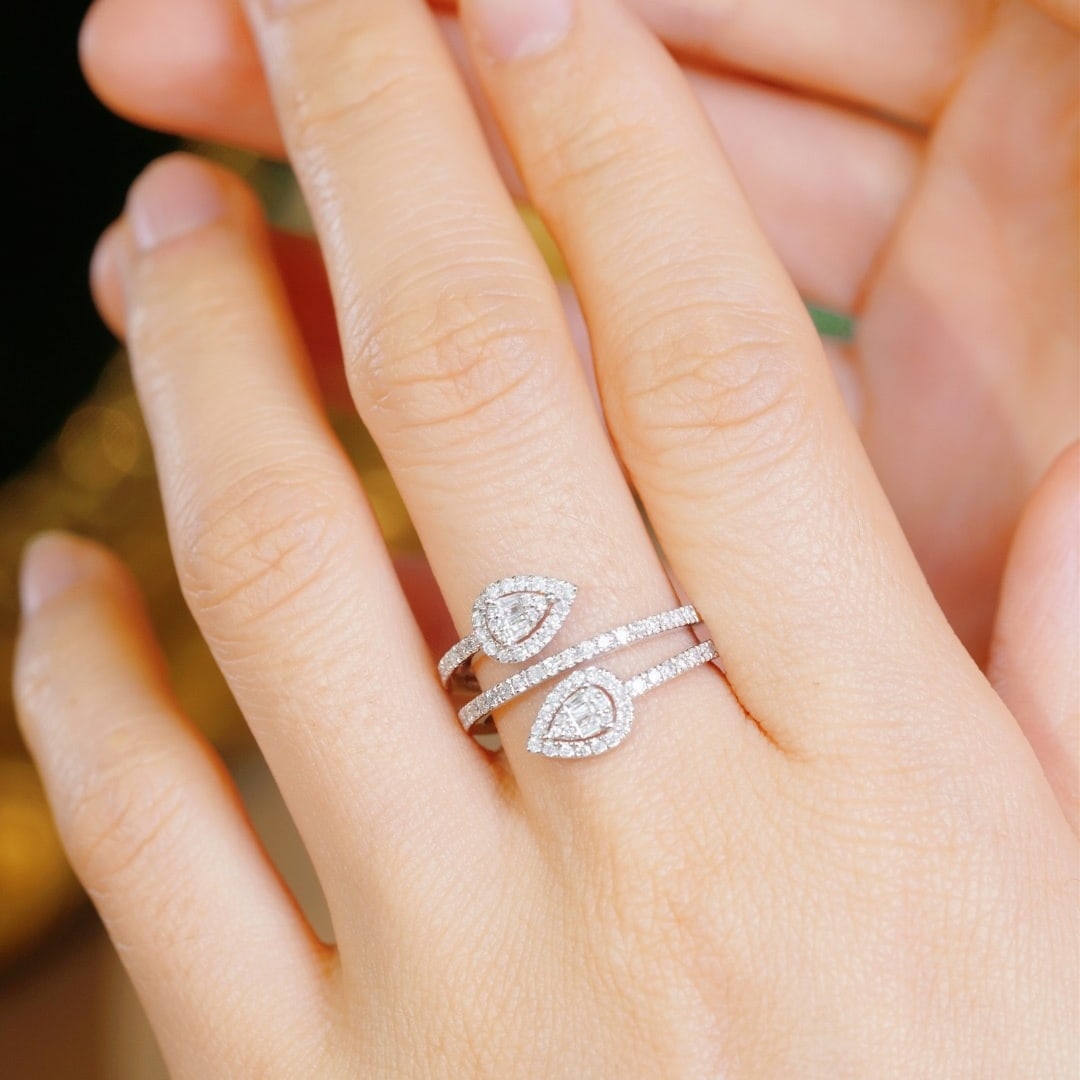 14k Gold 0.50 Ct Natural H Diamond Ring - 4