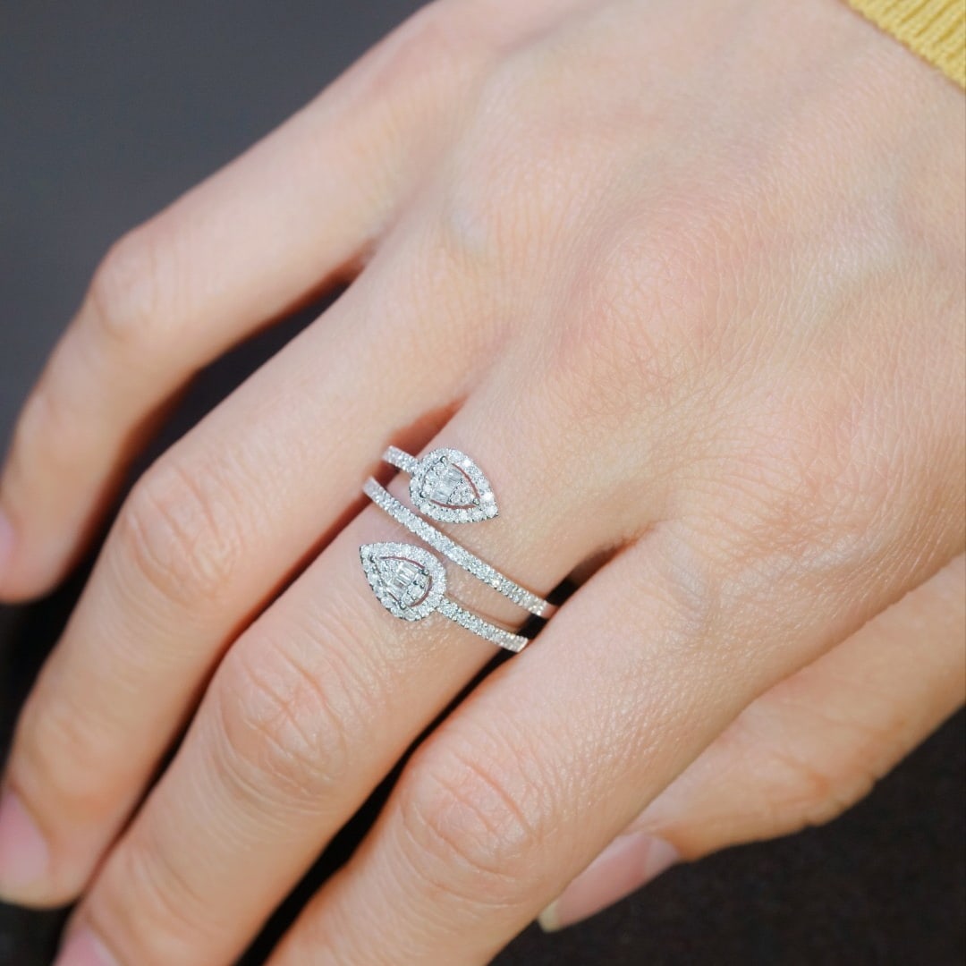 14k Gold 0.50 Ct Natural H Diamond Ring - 5