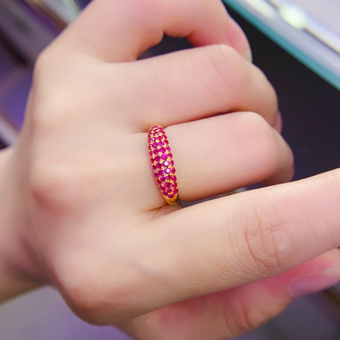 14k Gold 0.9 Ct Natural Ruby Ring - 6