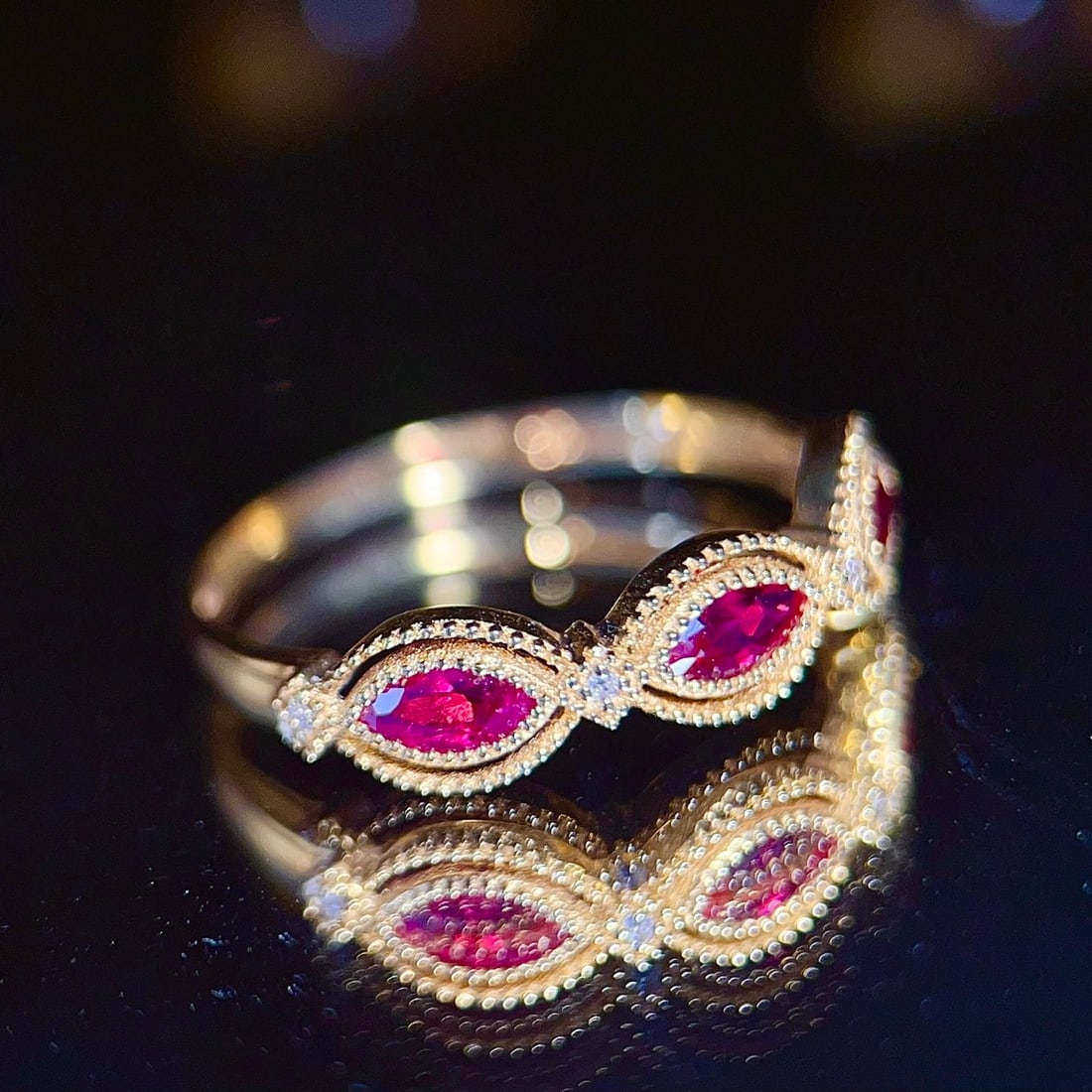 14k Gold 0.55 Ct Natural Ruby & Diamond Ring - 3