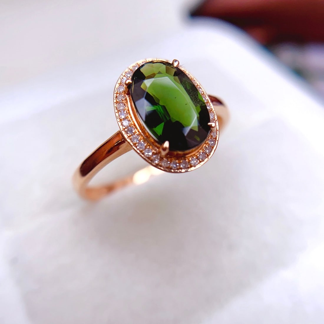 14k Gold 1.74 Ct Natural Tourmaline & Diamond Ring - 3