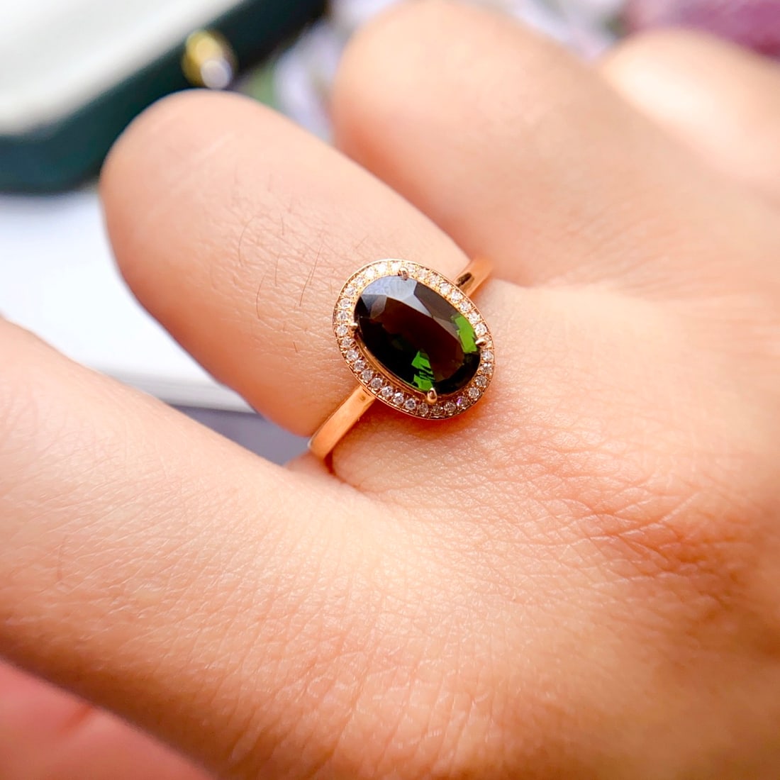 14k Gold 1.74 Ct Natural Tourmaline & Diamond Ring - 5