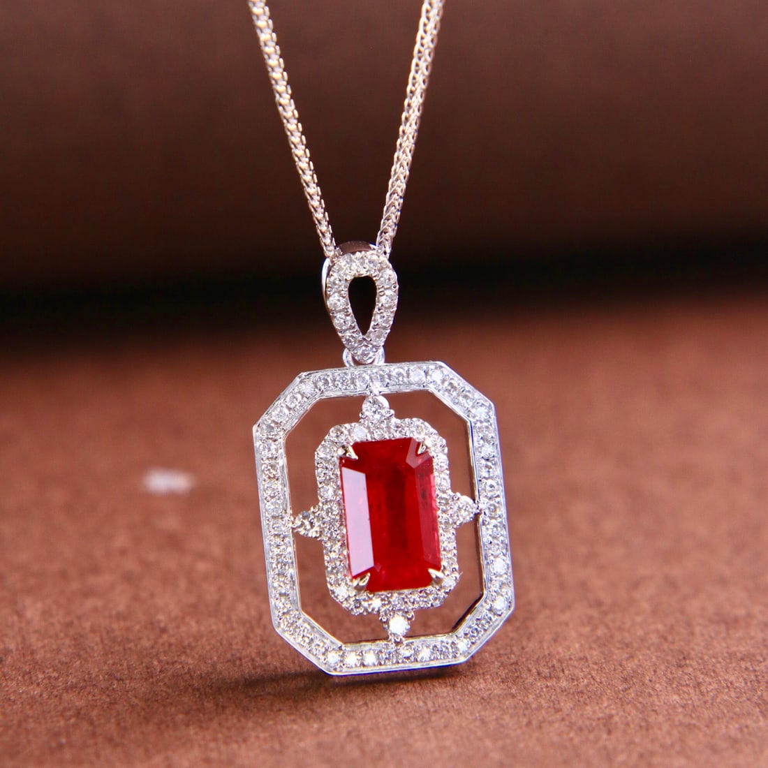 14k Gold 1.38 Ctw Natural Ruby & Diamond Necklace - 2