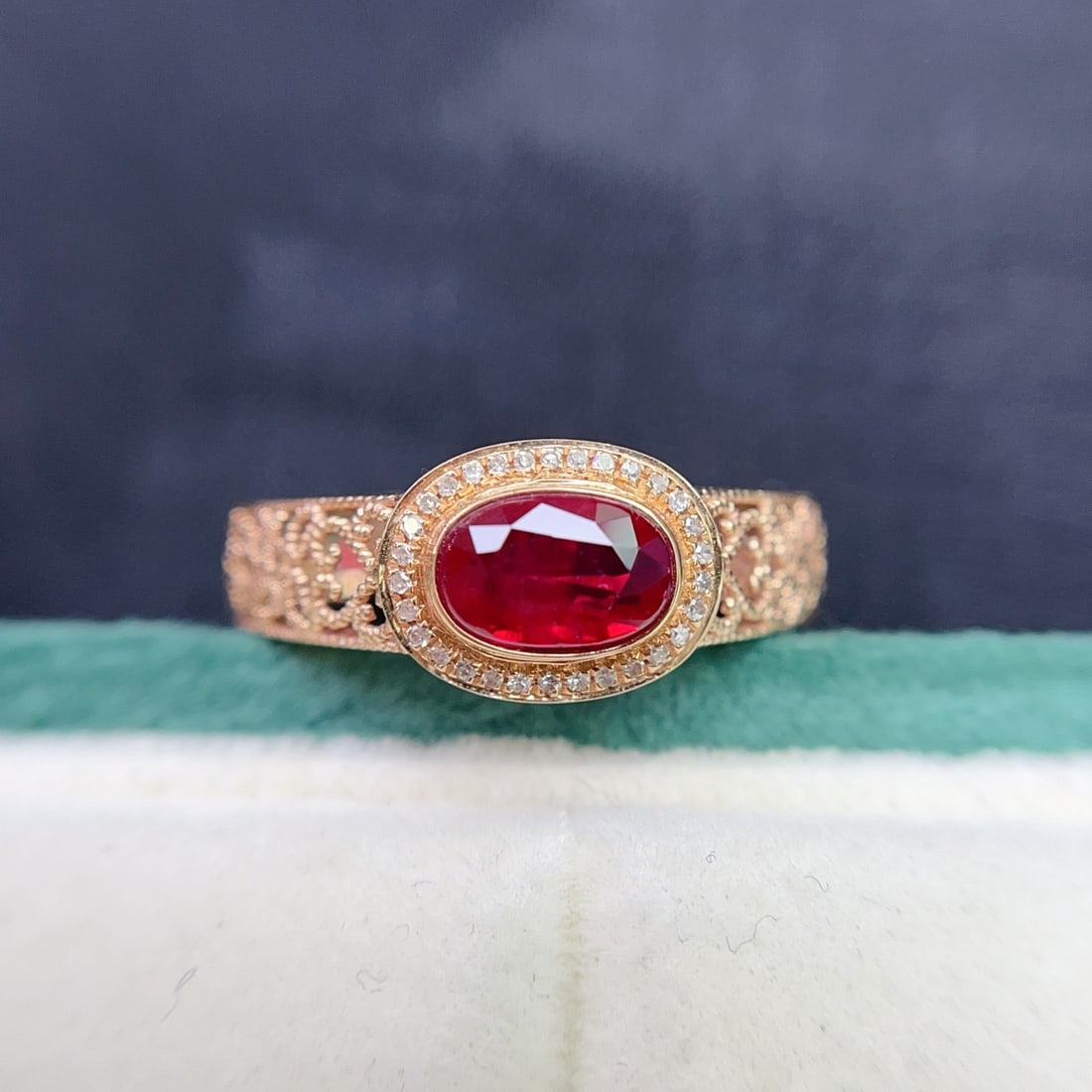 14k Gold 1.10 Ct Natural Ruby & Diamond Ring (1 of 7)
