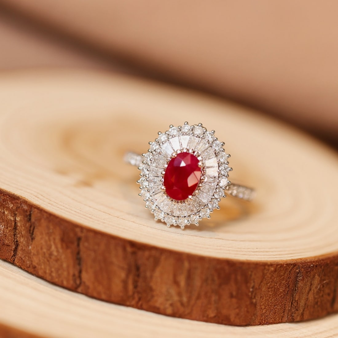 14k Gold 2.49 Ctw Vivid Red Natural Ruby & Diamond Ring/pendant( Without Chain ): Ref:231144139 // gold content:14k gold // ring size:7. 25us // // main gemstone:ruby // shape:oval // carat weight:1. 40ct // color:vivid red // treatment:natural // // adjacent gemstone 2 :