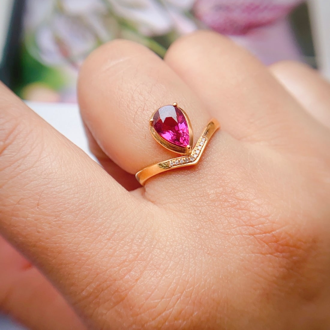 14k Gold 1.00 Ct Natural Tourmaline & Diamond Ring - 3