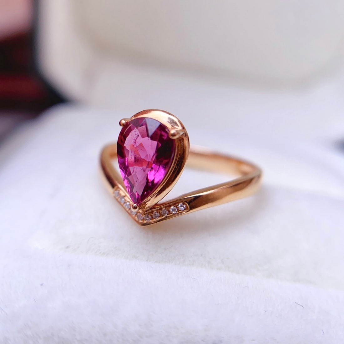 14k Gold 1.00 Ct Natural Tourmaline & Diamond Ring - 4