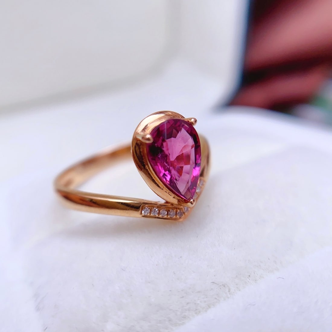 14k Gold 1.00 Ct Natural Tourmaline & Diamond Ring - 6