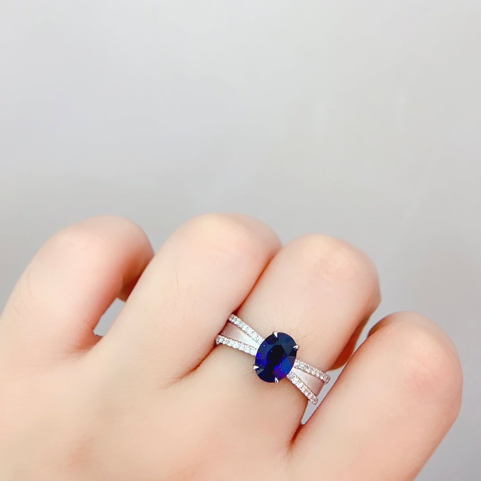 14k Gold 1.6 Ct Natural Sapphire & Diamond Ring - 6