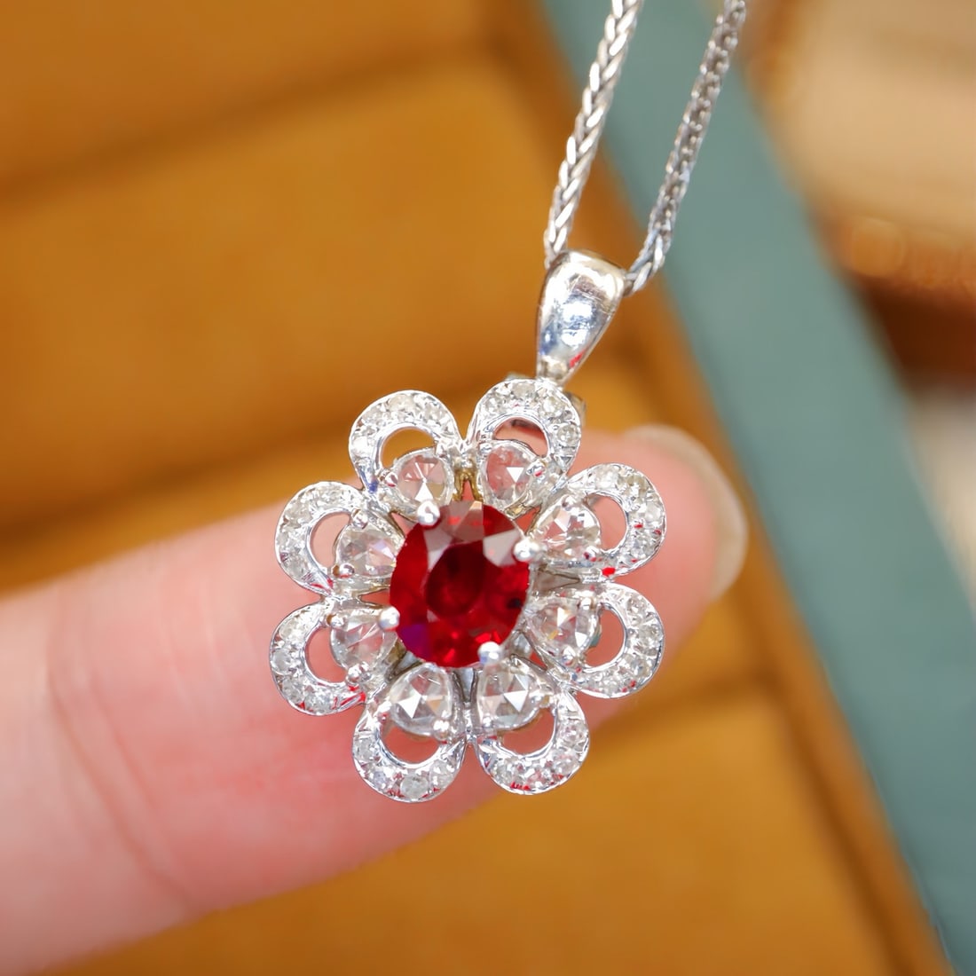 14k Gold 0.87 Ctw Natural Ruby & Diamond Ring/pendant( Without Chain ) - 5