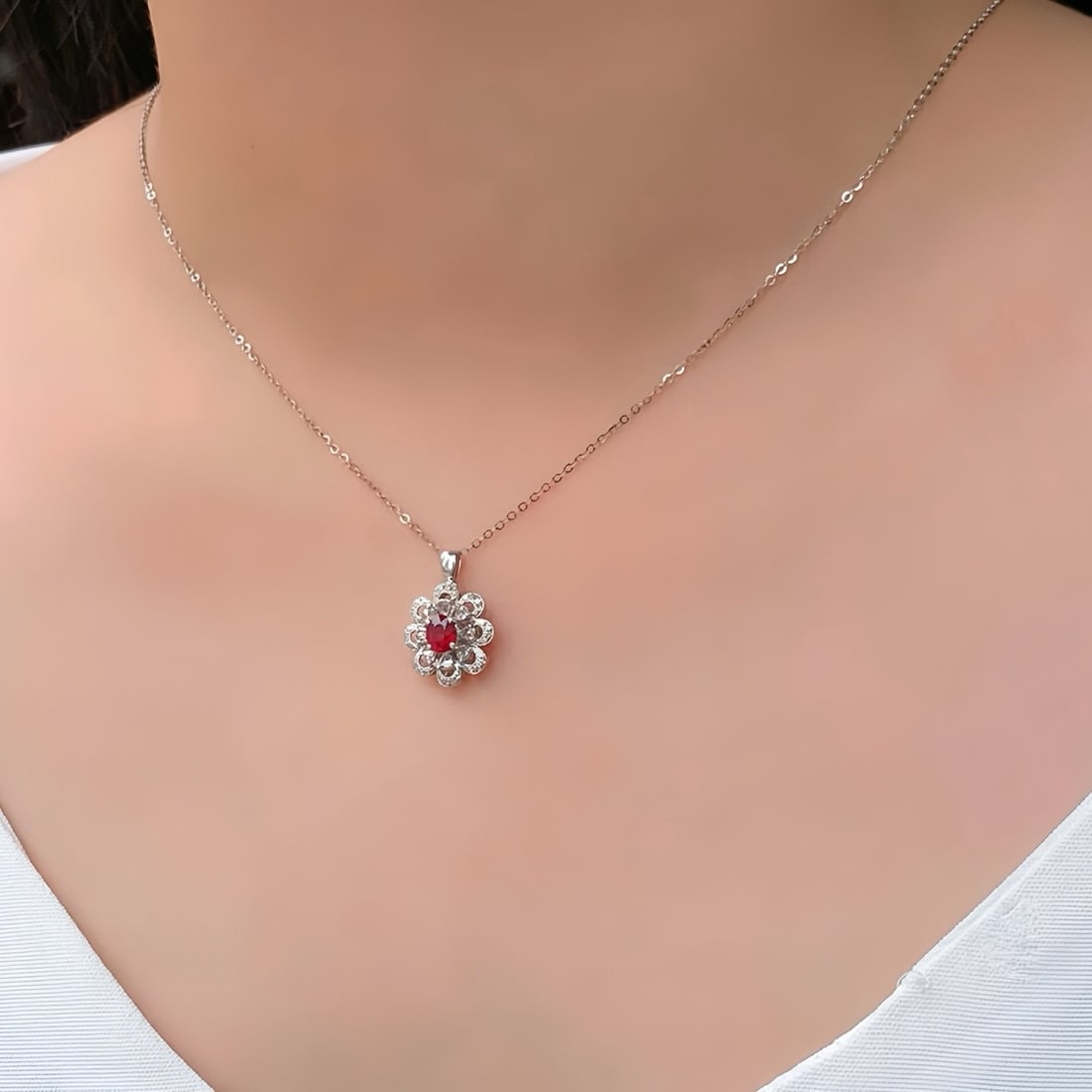 14k Gold 0.87 Ctw Natural Ruby & Diamond Ring/pendant( Without Chain ) - 8