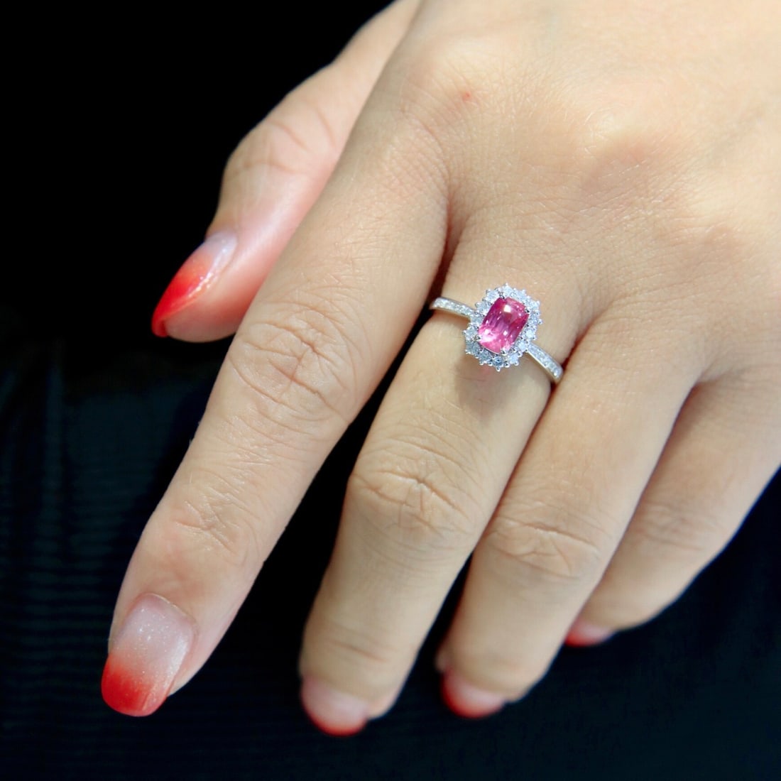 14k Gold 1.81 Ctw Natural Padparadscha Sapphire & Diamond Ring - 5